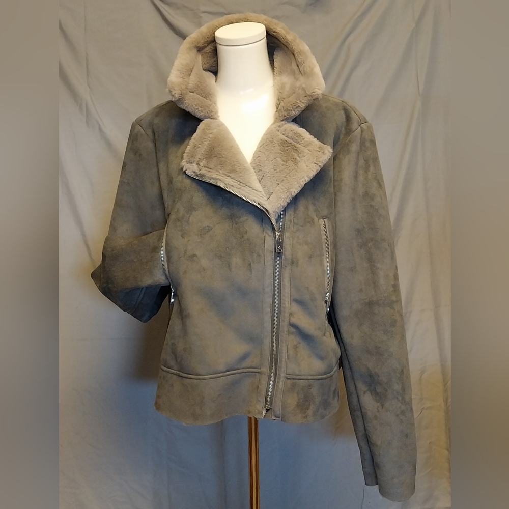 LAUREN RALPH LAUREN Faux Shearling Moto Jacket XXL
